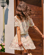 Floral Lace Mini Skirt with Tie Detail