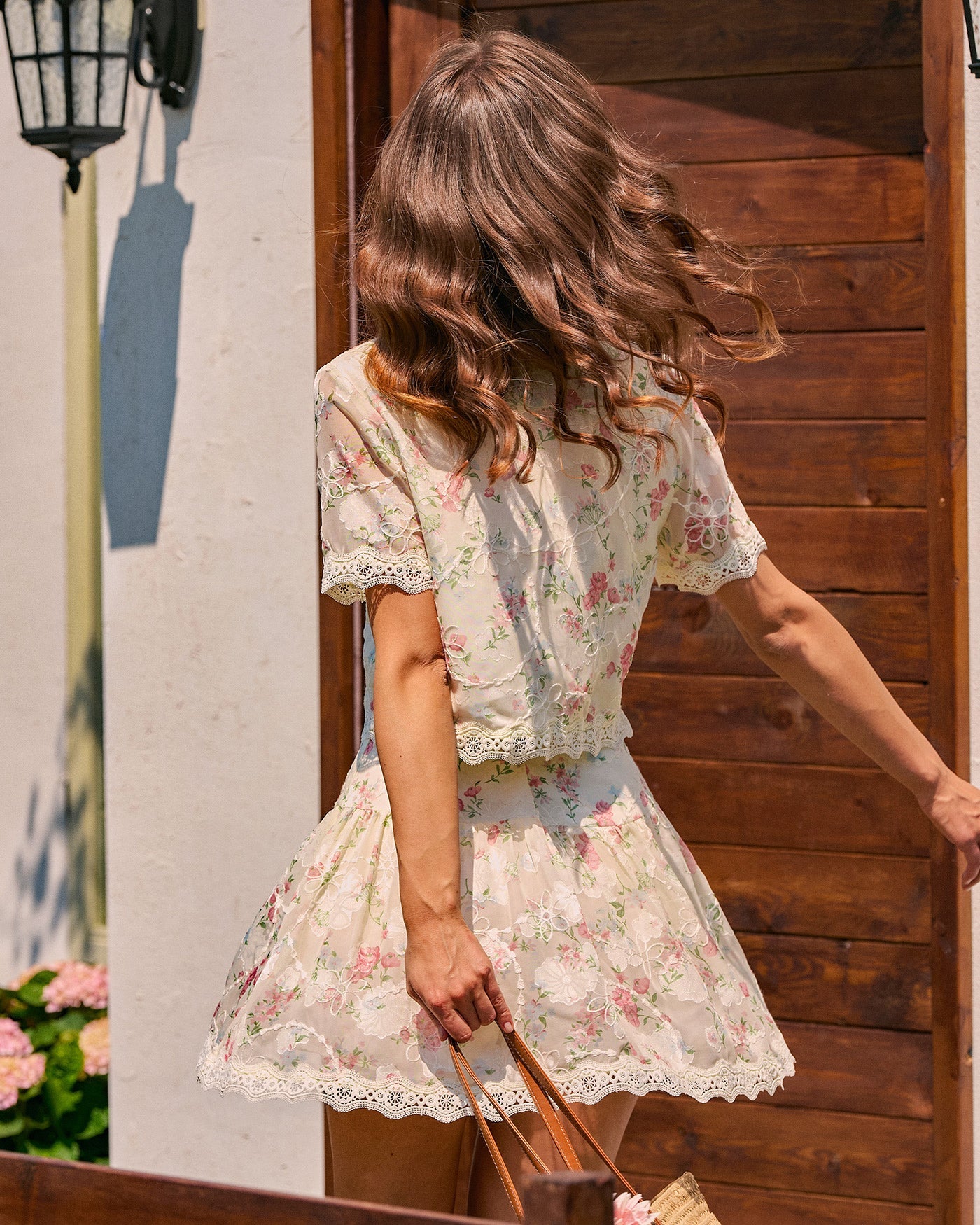 Floral Lace Mini Skirt with Tie Detail