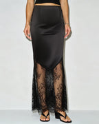 Maxi Skirt with Black Lace Accents
