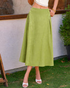 Emerald Jacquard Ruched Satin Midi Skirt