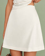 Mini Satin Skirt with Apricot Lace and Zipper Detail