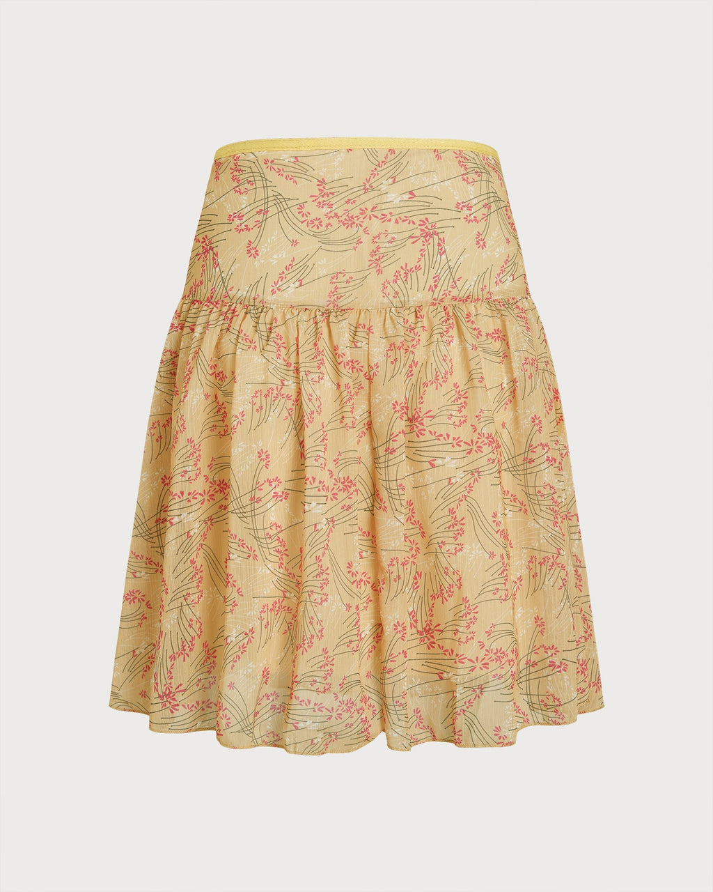 Floral Patchwork Mini Skirt in Yellow