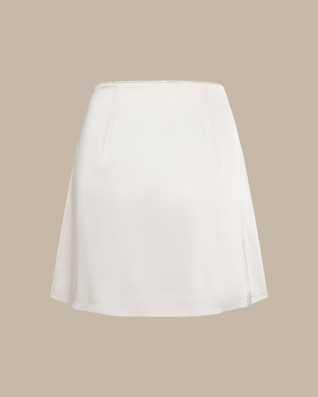 Mini Satin Skirt with Apricot Lace and Zipper Detail