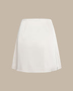 Mini Satin Skirt with Apricot Lace and Zipper Detail