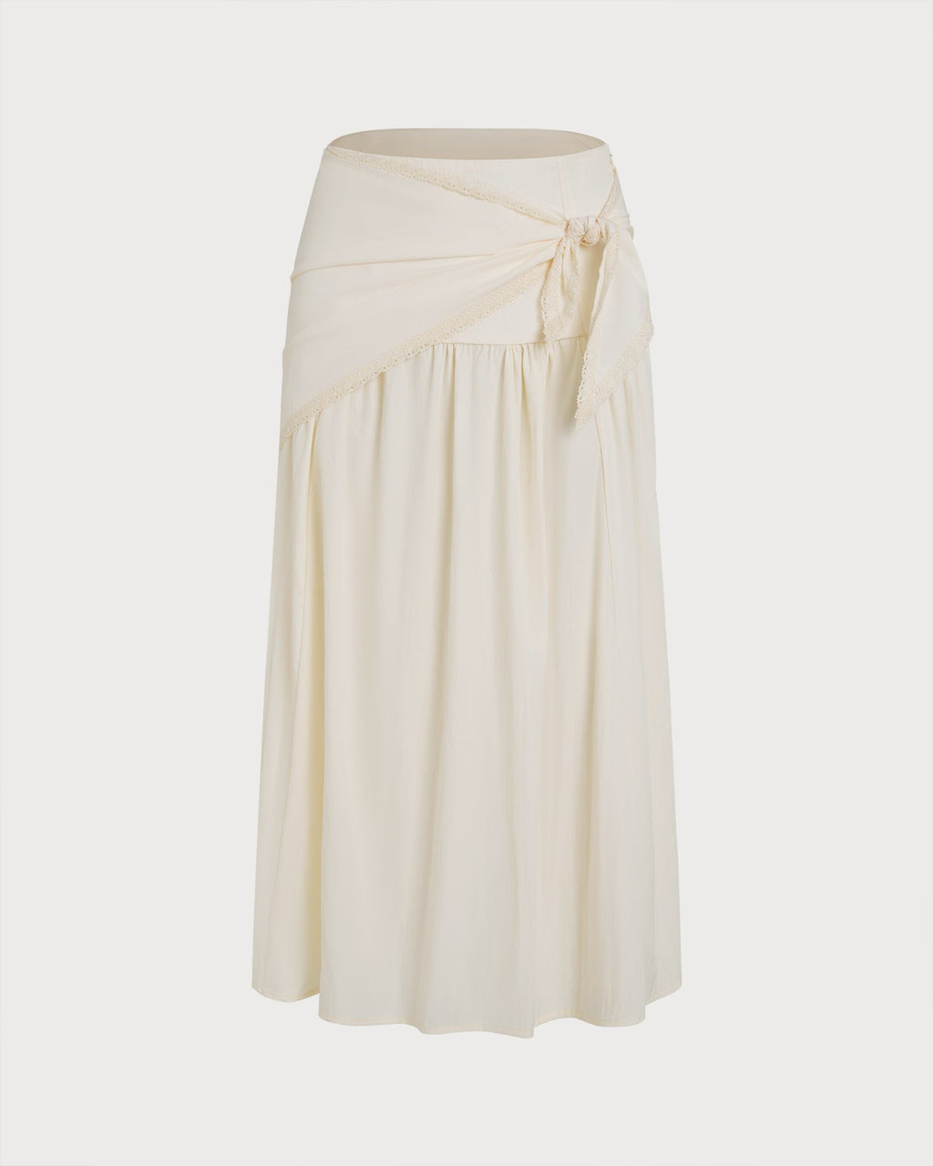 Apricot Colorblock Tie Midi Skirt