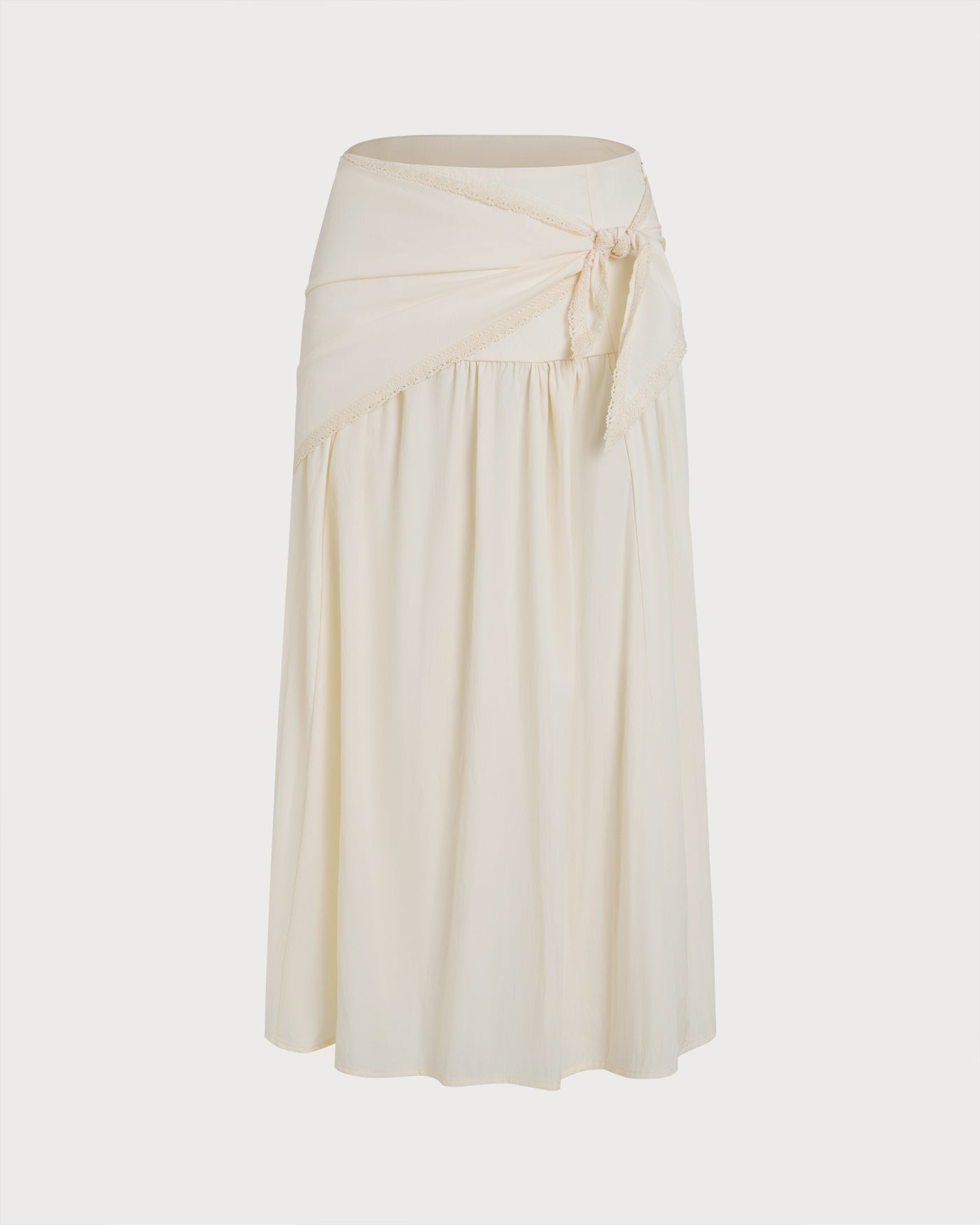 Apricot Colorblock Tie Midi Skirt