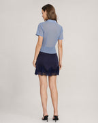 Mini Skirt in Blue Lace and Satin