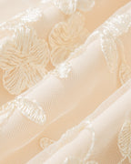 Apricot Floral Embroidered Mesh Midi Skirt
