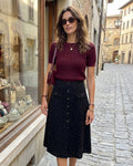Polka Dot Midi Skirt in Black