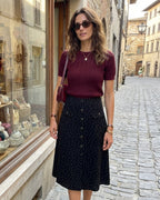 Polka Dot Midi Skirt in Black