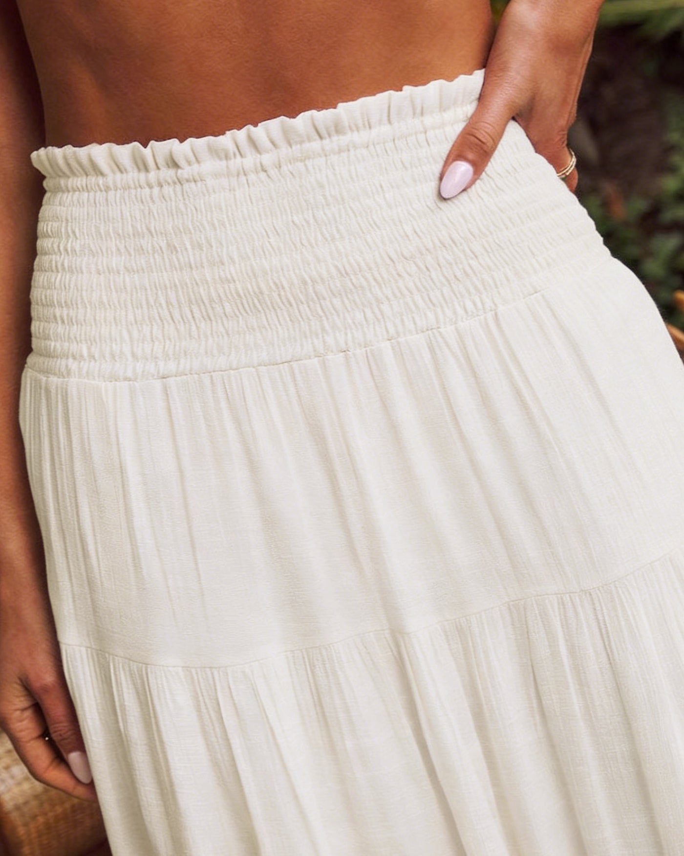 White Flared Midi Skirt