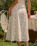 Floral Print Midi Skirt with Pockets in Green