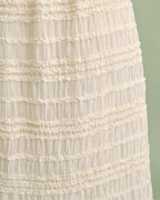 Apricot Shirred Midi Skirt with Elastic Waist