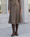 Brown Natural High-Waisted A-Line Midi Skirt