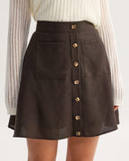 High-Waisted Brown Pocket Skirt