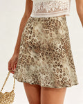 Brown Mini Skirt with Elastic Waistband
