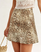 Brown Mini Skirt with Elastic Waistband