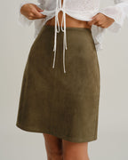 Emerald Suede A-Line Mini Skirt