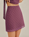 Chiffon Mini Skirt with Purple Polka Dots