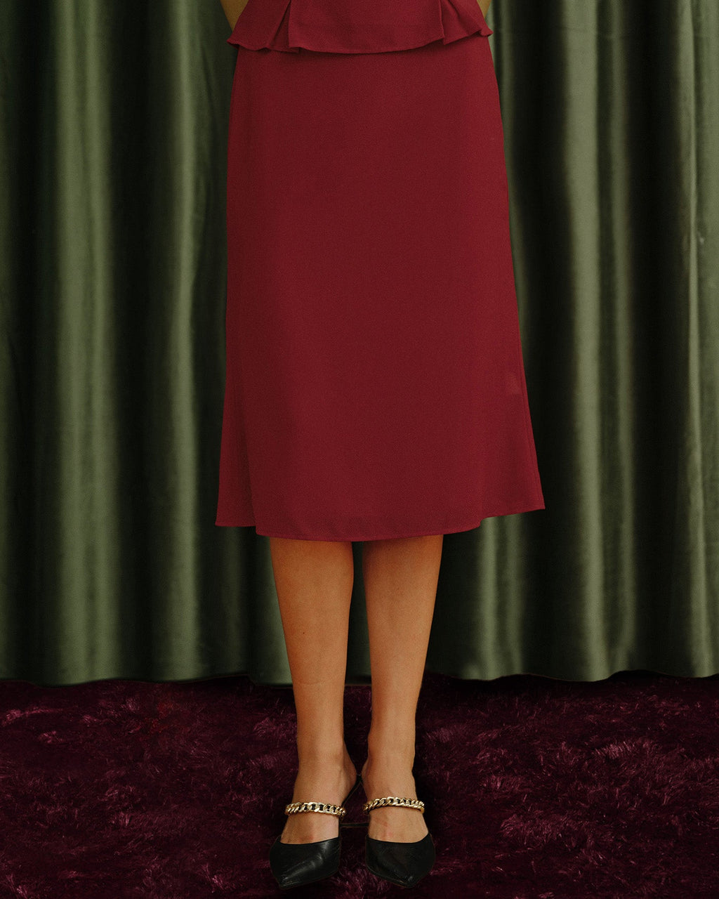 Crimson Chiffon Mermaid Skirt