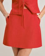 Crimson A-Line Mini Skirt with Pockets