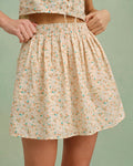 Floral Embroidered Mini Skirt in Yellow