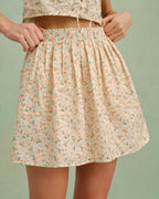Floral Embroidered Mini Skirt in Yellow