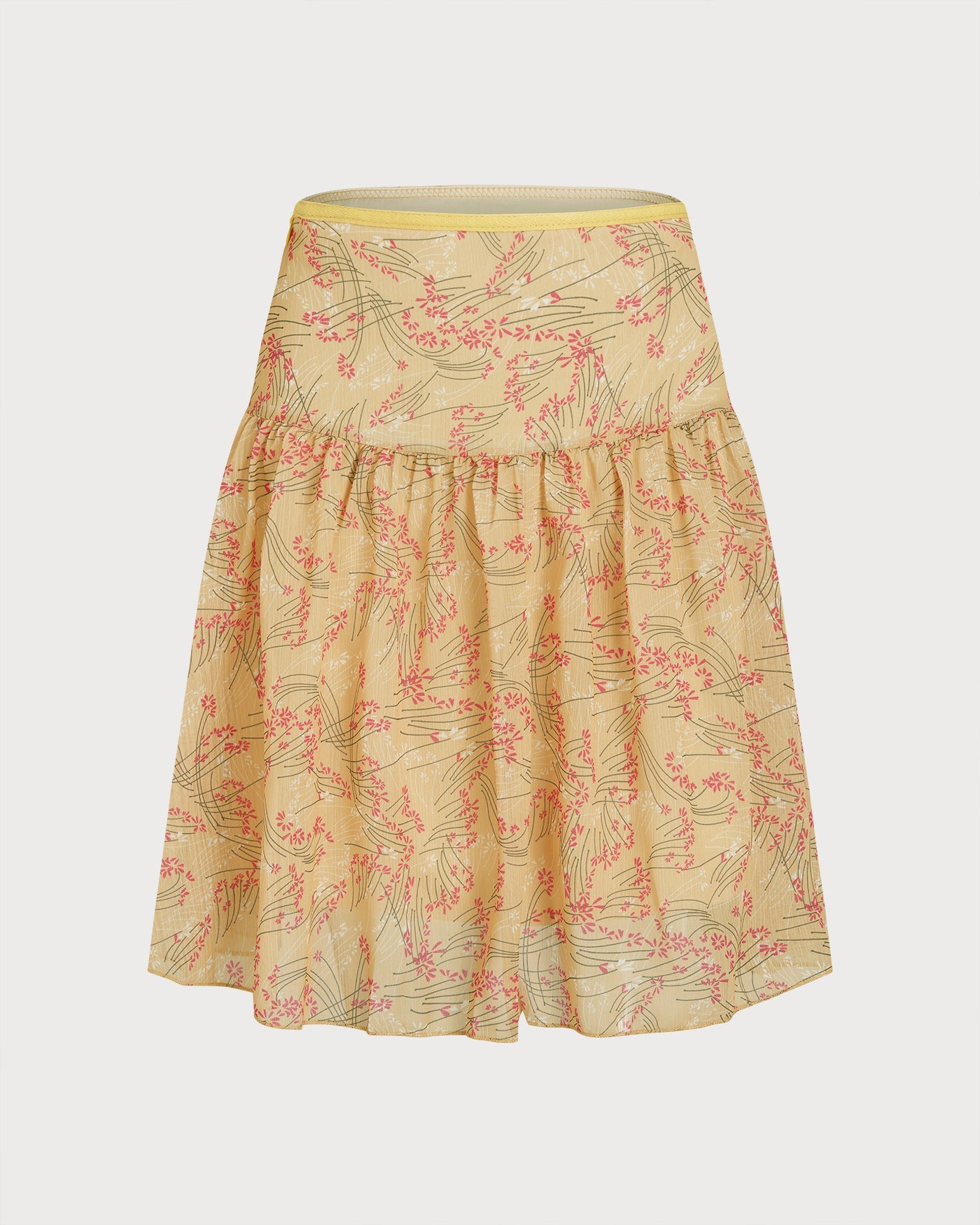 Floral Patchwork Mini Skirt in Yellow