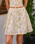 Mini Skirt with Yellow Floral Embroidery