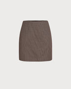 Brown Plaid A-Line Mini Skirt
