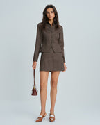 Brown Plaid A-Line Mini Skirt