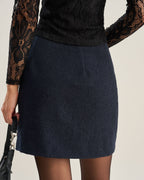 Mini A-Line Skirt in Blue with Button Details