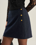 Mini A-Line Skirt in Blue with Button Details