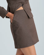 Brown Plaid A-Line Mini Skirt