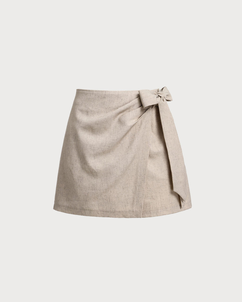 Khaki A-Line Skort with Ruched Detail