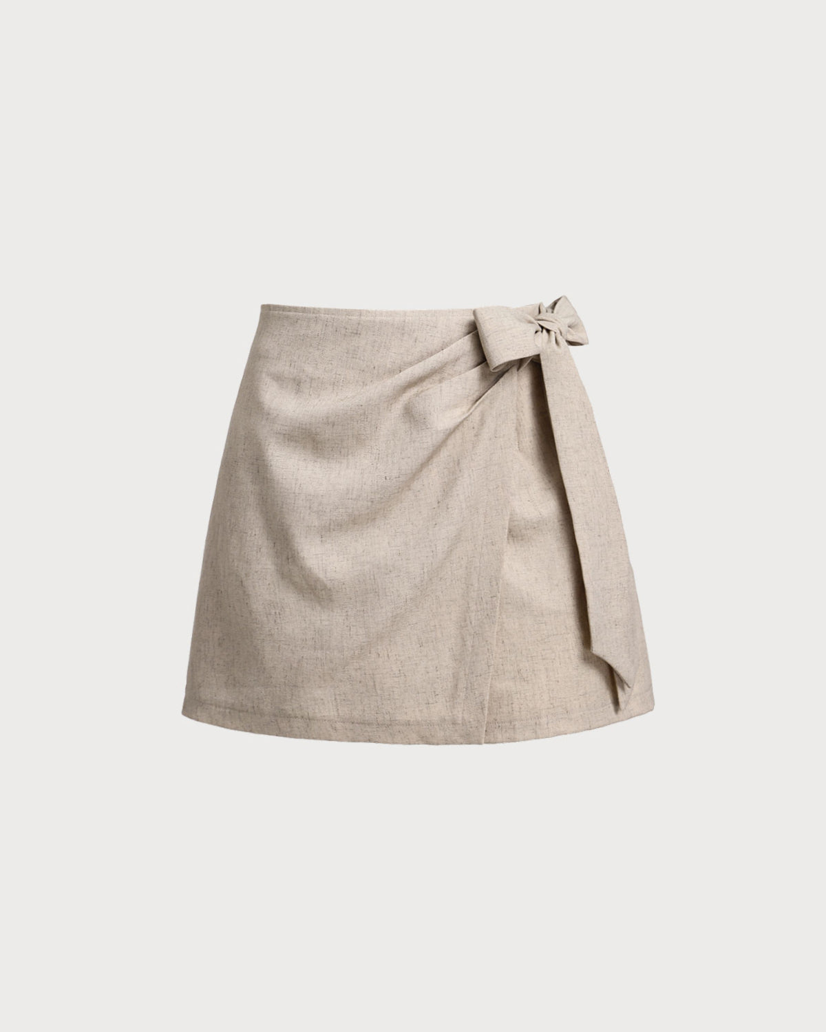 Khaki A-Line Skort with Ruched Detail