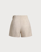Khaki A-Line Skort with Ruched Detail