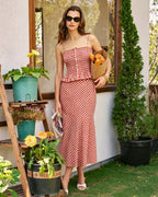 Shirred Tank Top in Pink Plaid