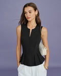 Solid Black Ruched Tank Top