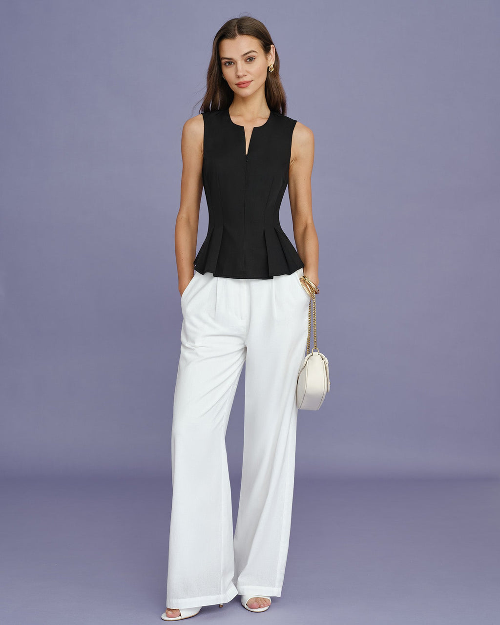 Solid Black Ruched Tank Top