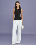 Solid Black Ruched Tank Top