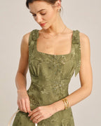 Emerald Jacquard Square Neck Tank Top