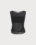 Polka Dot Tank Top with Black Boat Neck