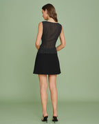 Polka Dot Tank Top with Black Boat Neck