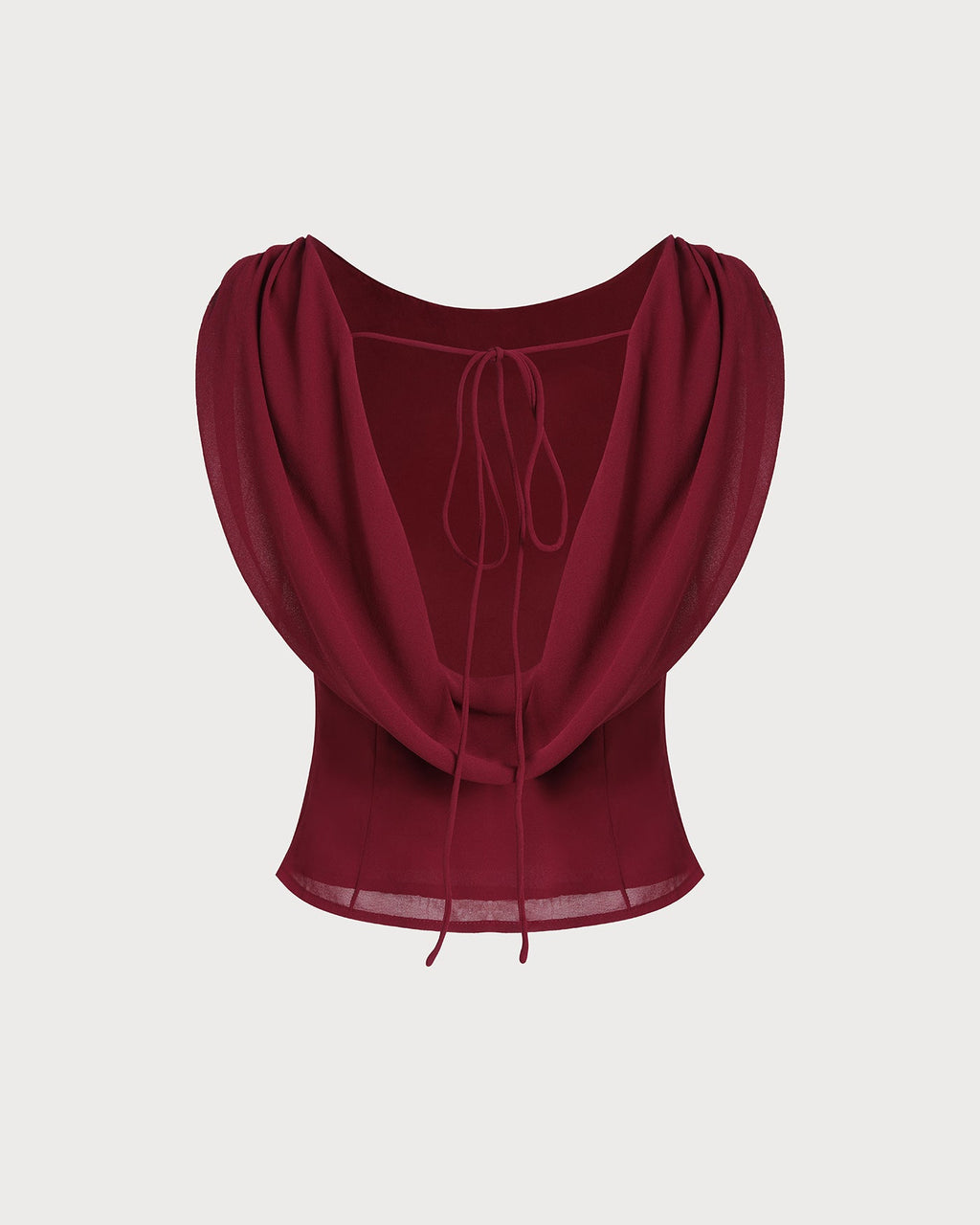 Wine Red Boat Neck Sleeveless Top