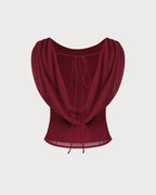 Wine Red Boat Neck Sleeveless Top