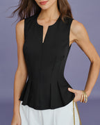 Solid Black Ruched Tank Top