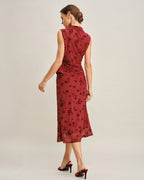 Floral Print Red Mock Neck Tank Top