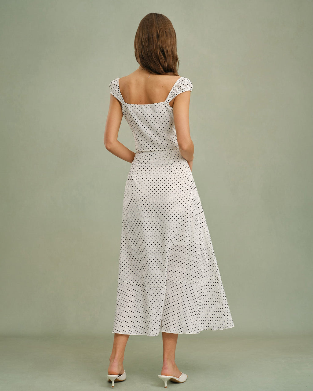 Polka Dot Tank Top with Sweetheart Neckline in White