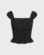 Polka Dot Tank Top with Black Square Neck